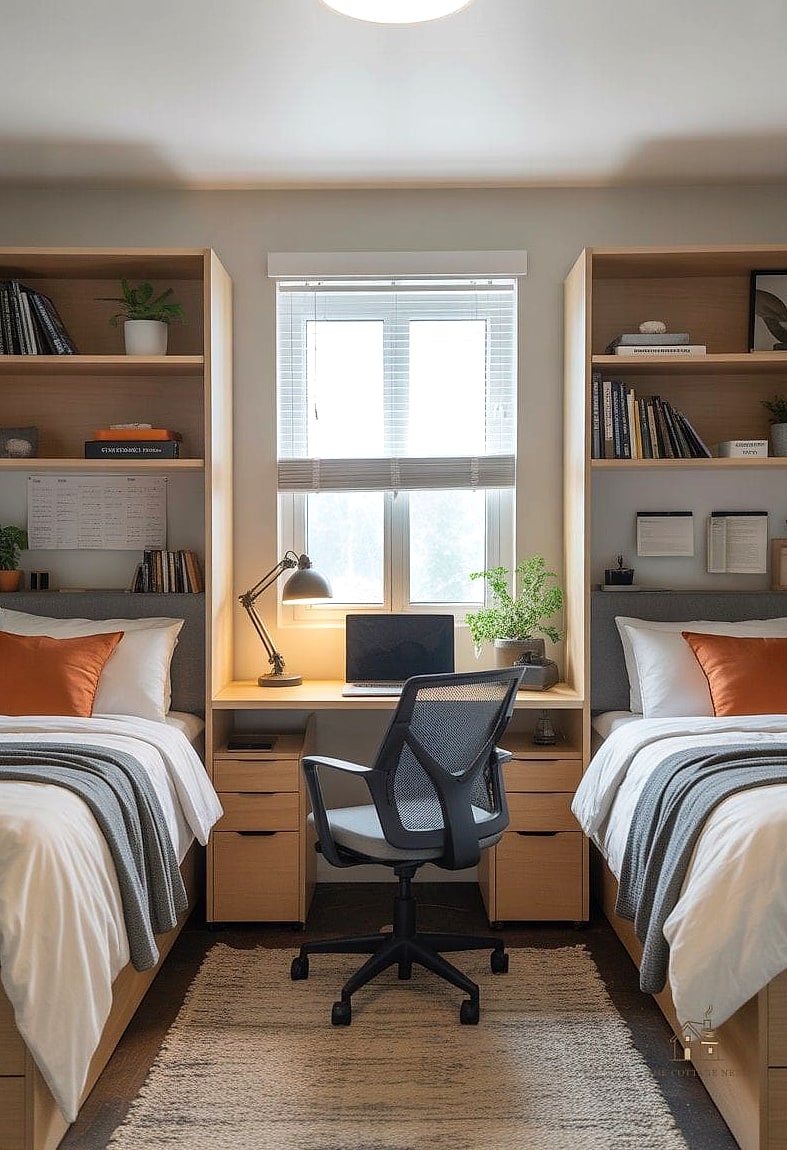 50 Beautiful College Dorm Desk Ideas to Transform Your Space 37 Desk Divider for Shared Rooms