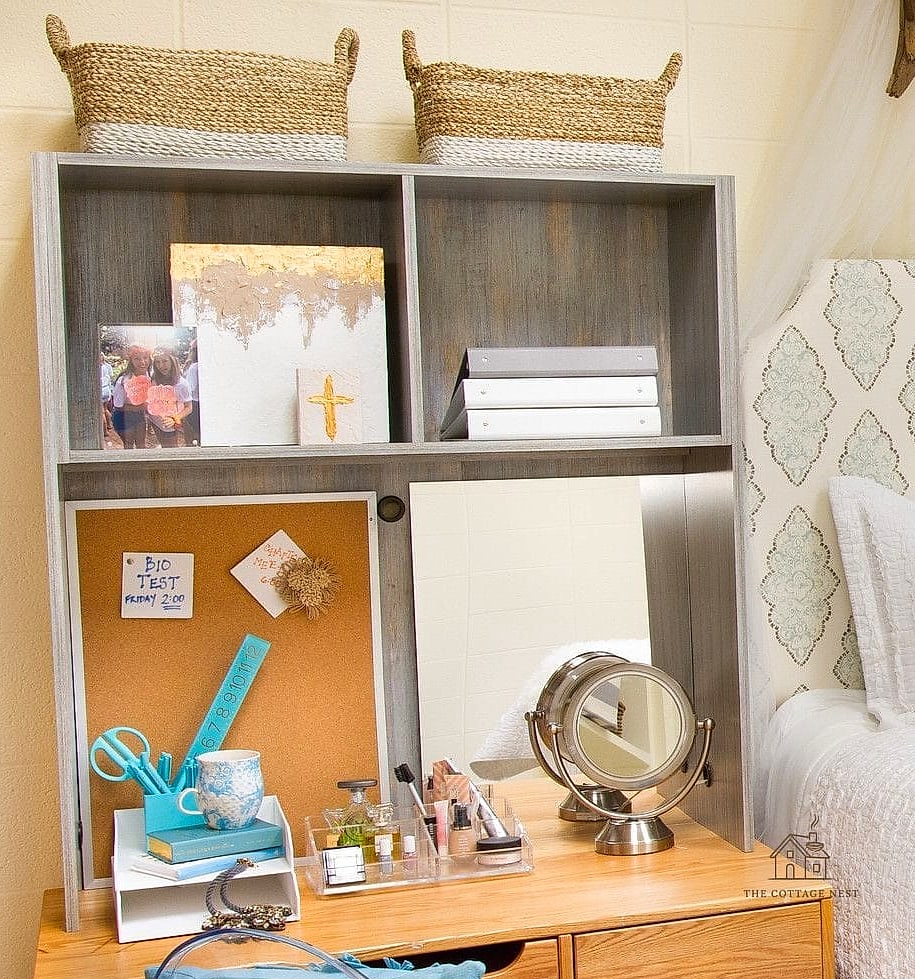 50 Beautiful College Dorm Desk Ideas to Transform Your Space 45 Desk Hutch with Cubbies