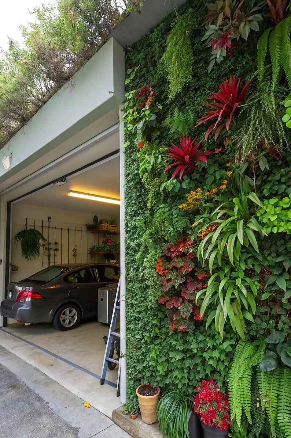 35 Stunning Detached Garage Ideas You'll Absolutely Love 32 Detached Garage with Vertical Garden Wall