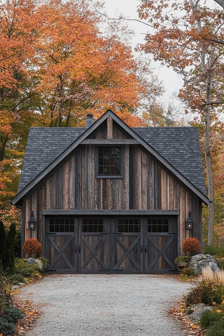 35 Stunning Detached Garage Ideas You'll Absolutely Love 34 Detached Garage with Weathered Wood Siding