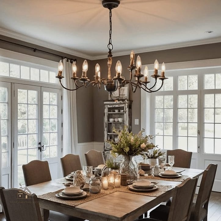 45 Brilliant Farmhouse Dining Room Lighting Ideas to Copy Right Now 39 Dining Room Chandelier Paired with Pendant Sconces