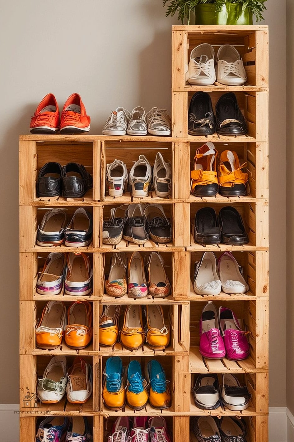35 Chic Shoe Storage Ideas For Small Garages for a Beautiful Home 18 DIY Crate Shoe Shelves