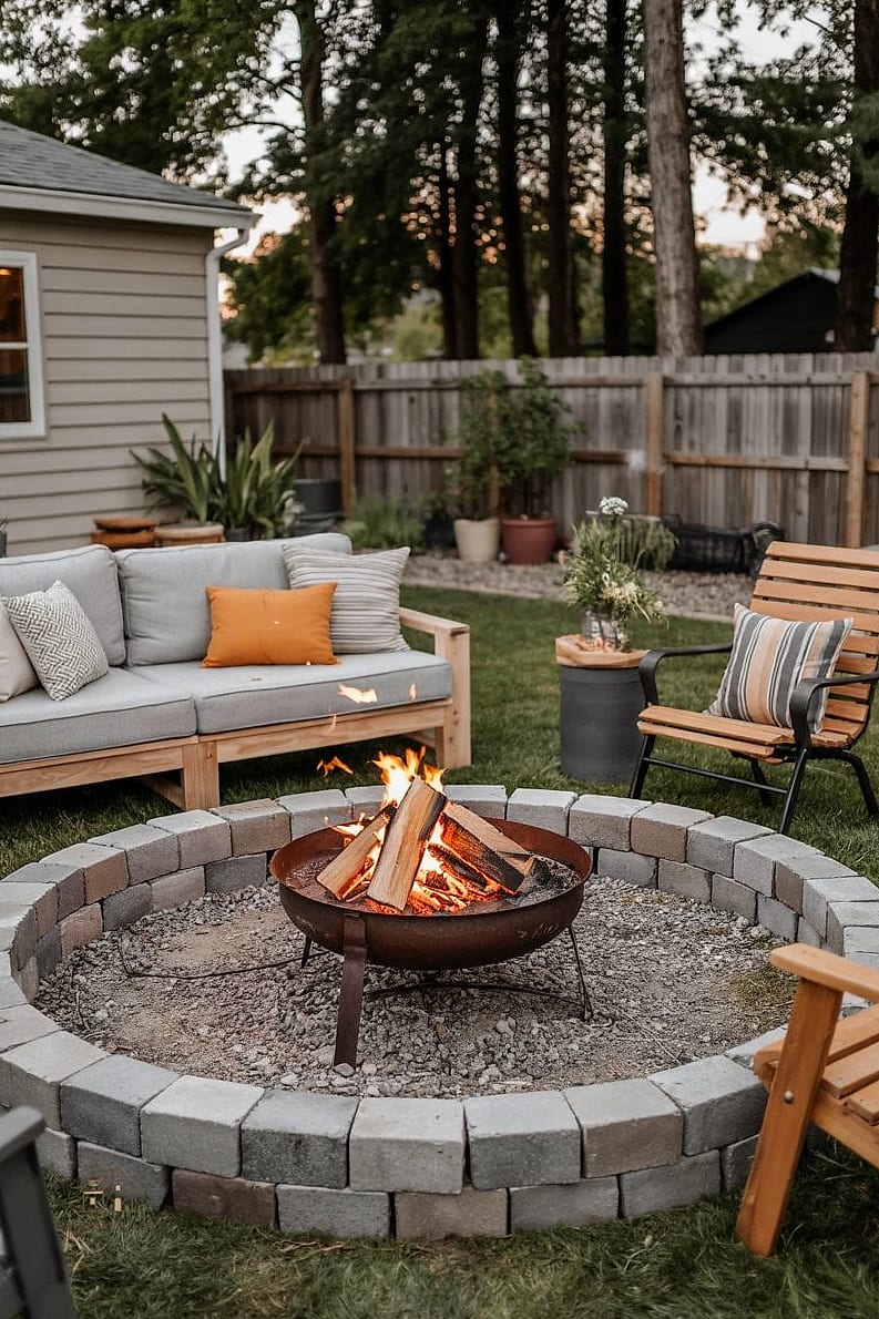 DIY Fire Pit from Landscape Blocks