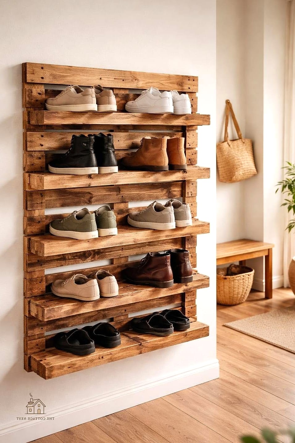 40 Amazing Small Entryway Shoe Storage Ideas on a Budget 11 DIY Pallet Wood Shoe Rack