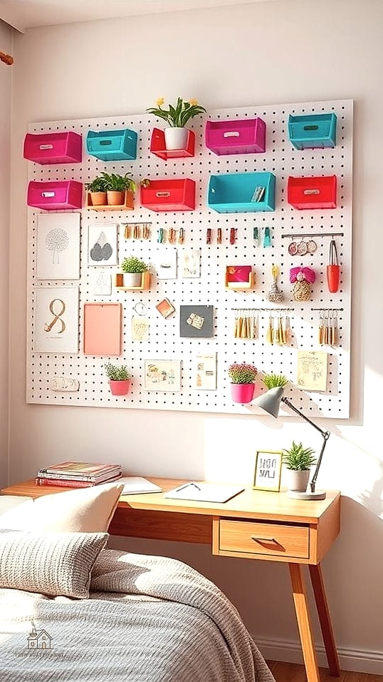 50 Amazing College Dorm Room Ideas For Guys on a Budget 41 DIY Pegboard Organizer