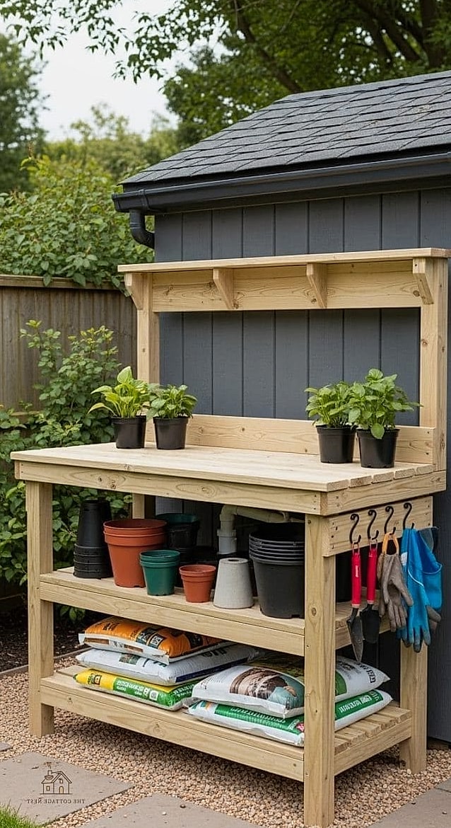 DIY Potting Bench from an Old Table