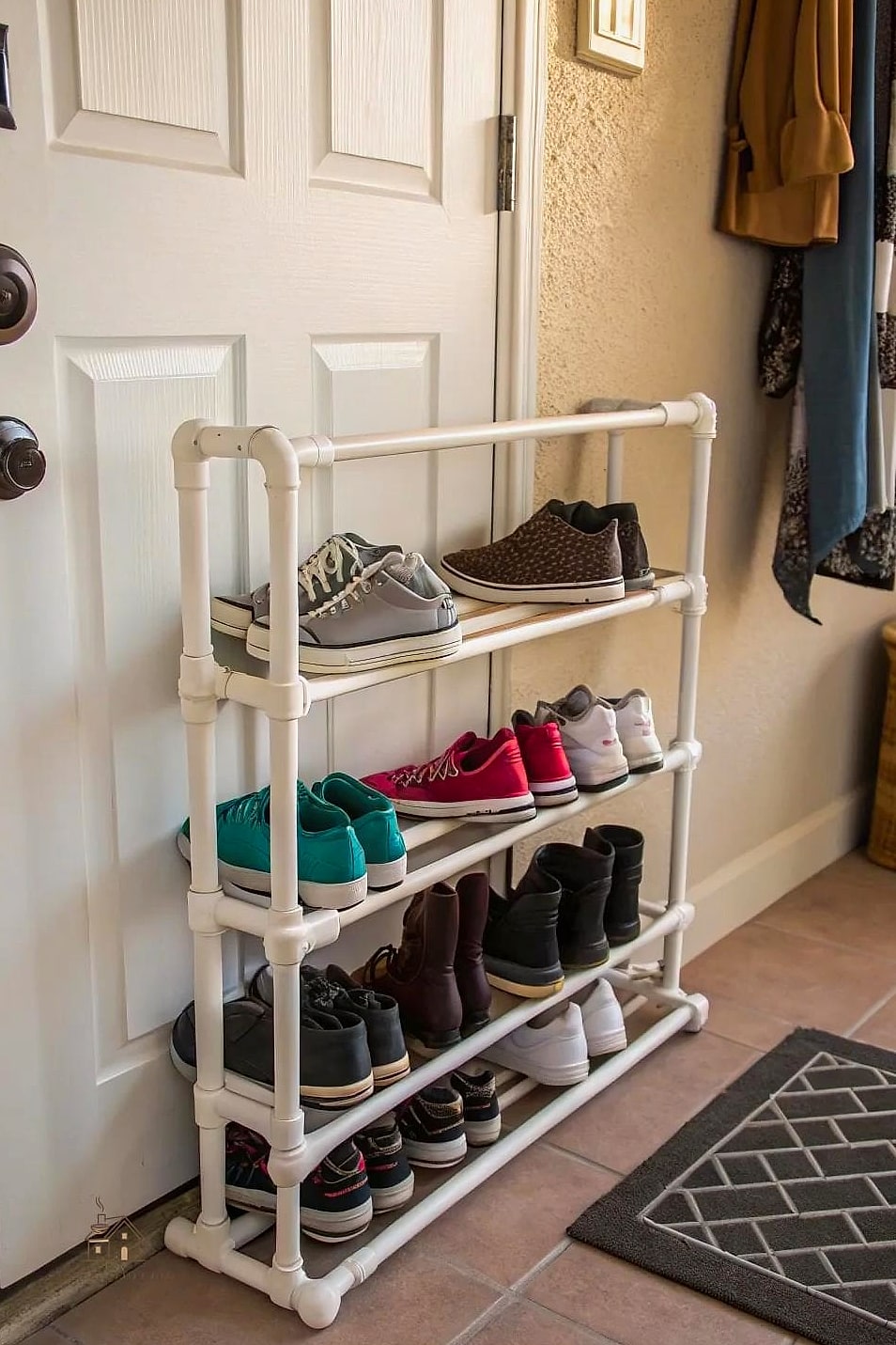 40 Amazing Small Entryway Shoe Storage Ideas on a Budget 29 DIY PVC Pipe Shoe Rack