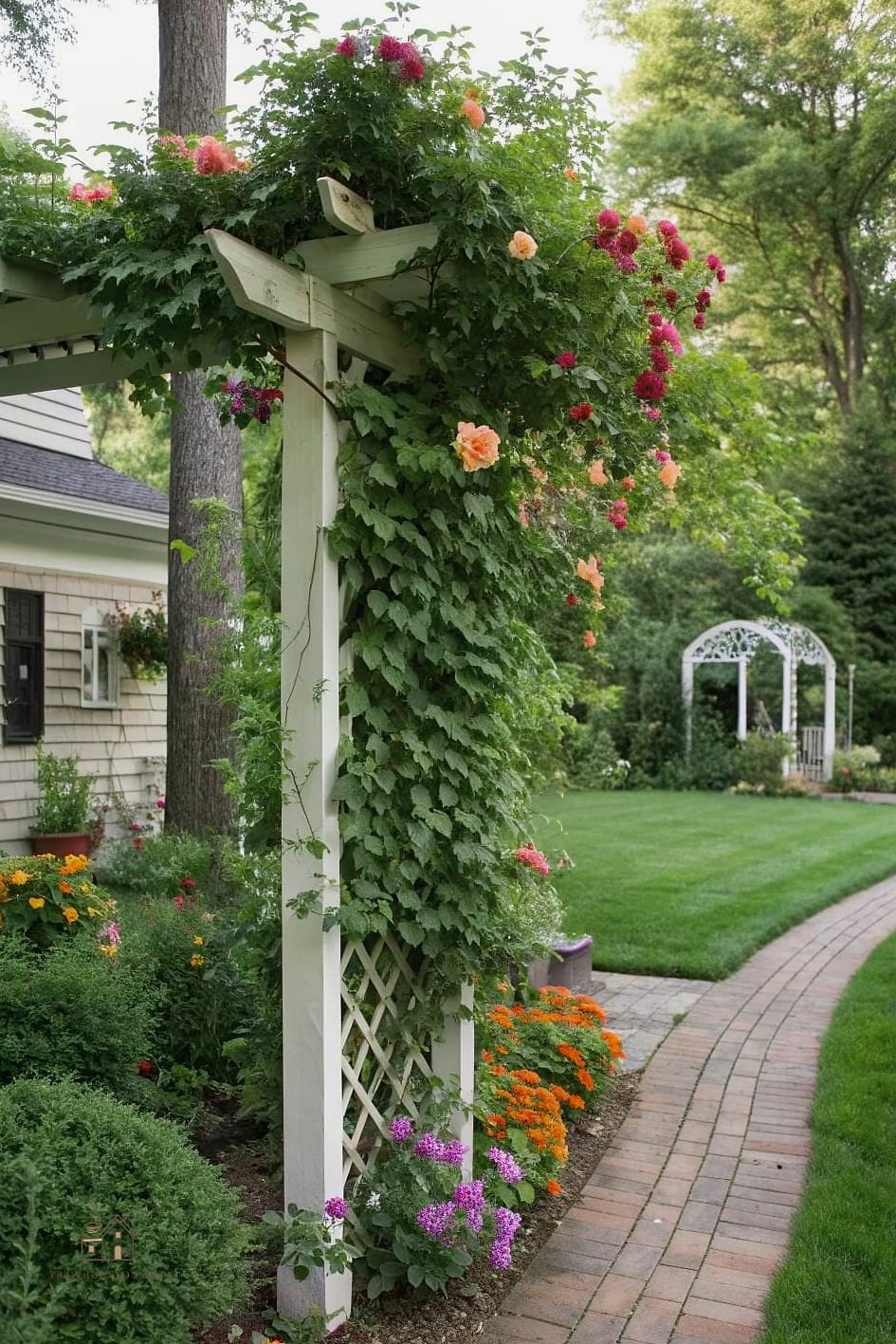 30 Amazing Front Yard Landscaping Ideas on a Budget 11 A DIY Trellis with Climbing Vines