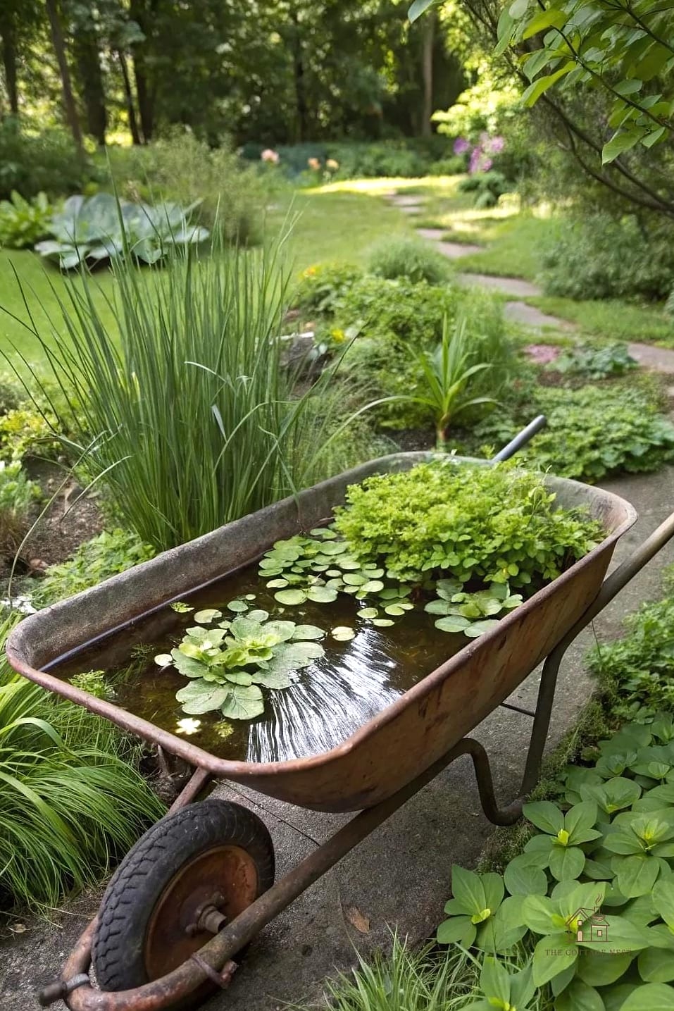 DIY Wheelbarrow Water Garden Planter