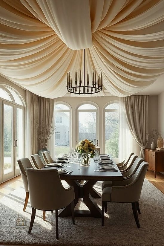50 Cozy Dining Room Lighting Over Table Worth Pinning 49 Draped Fabric Pendant