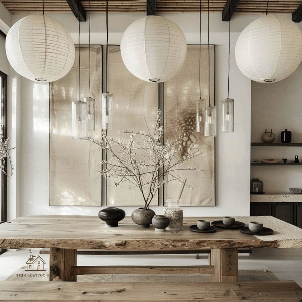 45 Gorgeous Japandi Dining Room Ideas That Are Totally Doable 26 Dried Botanical Arrangements