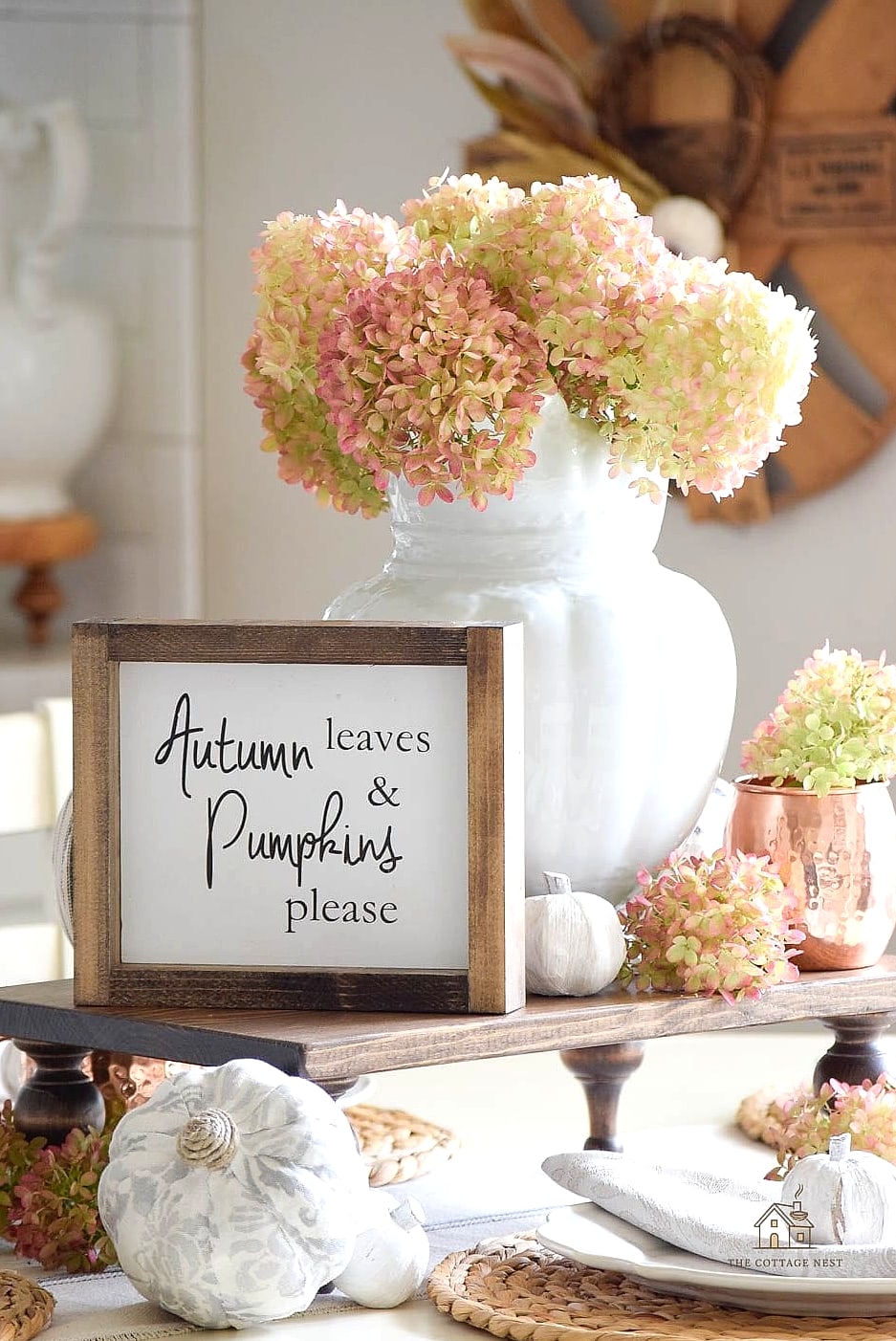 50 Amazing Fall Mantle Decor on a Budget 32 Dried Hydrangeas in Muted Tones