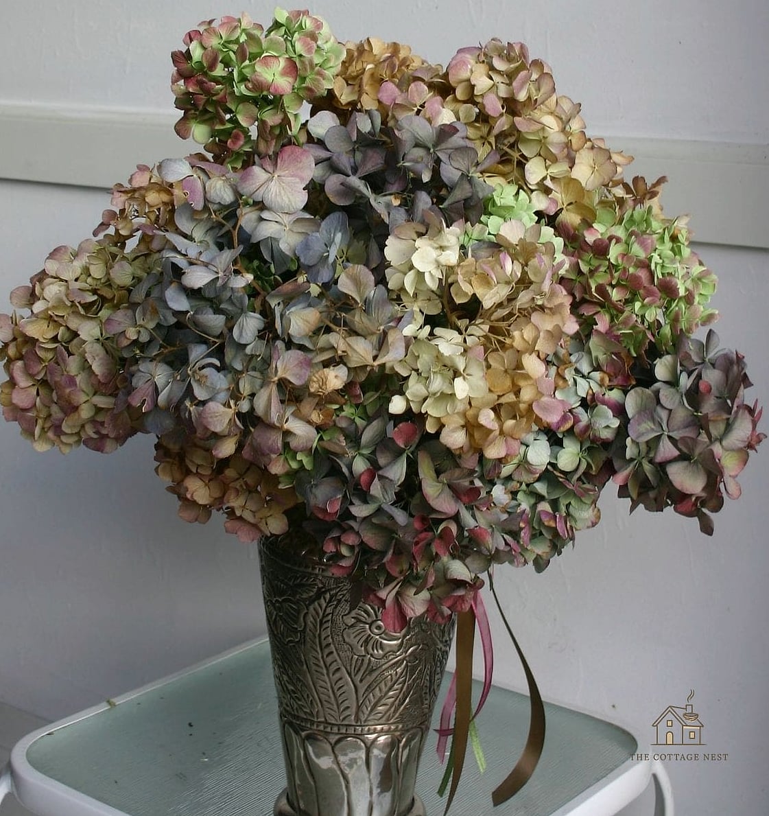 45 Gorgeous Fall Front Porch Decor Ideas That Are Totally Doable 42 Dried Hydrangeas in an Urn
