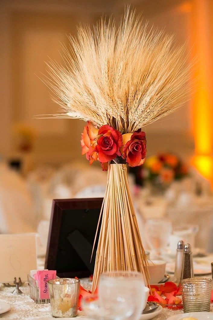 35 Beautiful Fall Table Centerpiece Ideas to Wow Your Guests 3 Dried Wheat and Grain Bundles