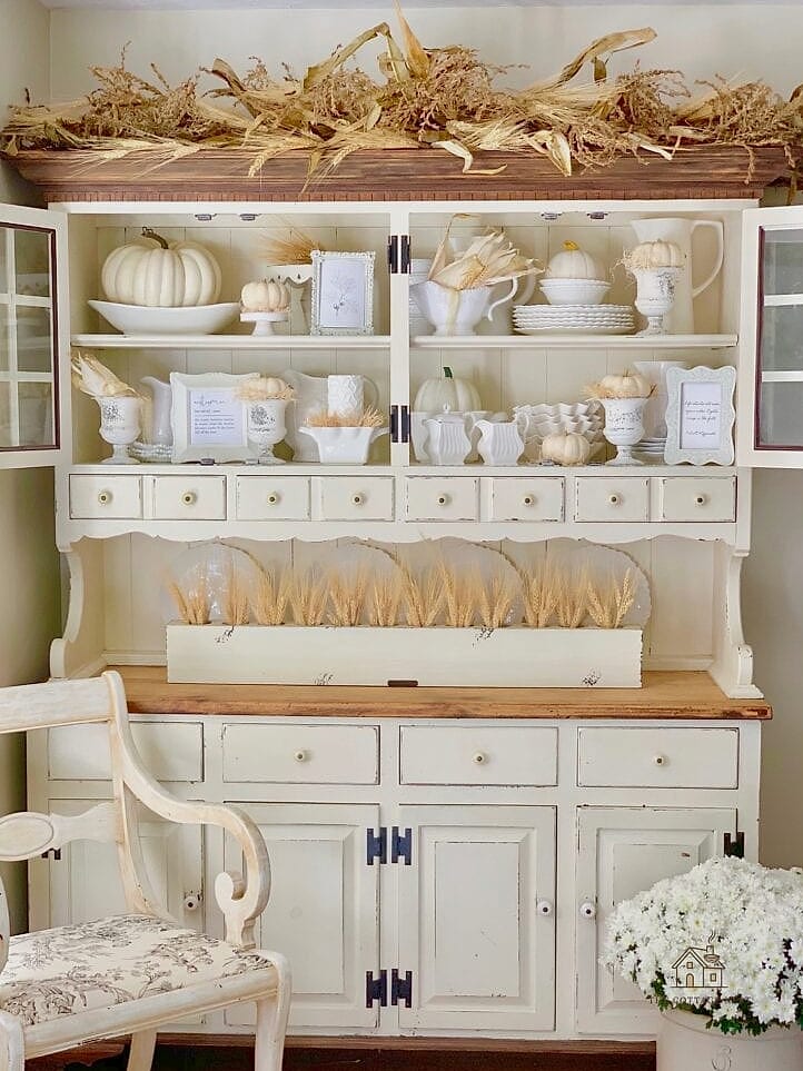 30 Dreamy Fall Hutch Decor Ideas to Try This Season 4 Dried Wheat and Grain Bundles