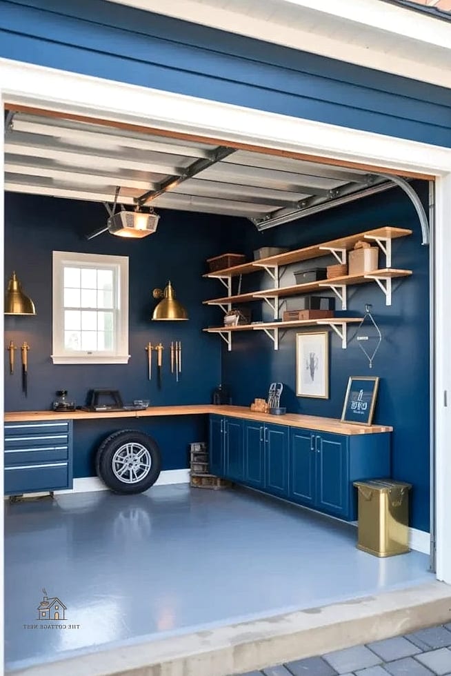 45 Chic Garage Painting Ideas for a Beautiful Home 27 Dusty Blue Cabinets