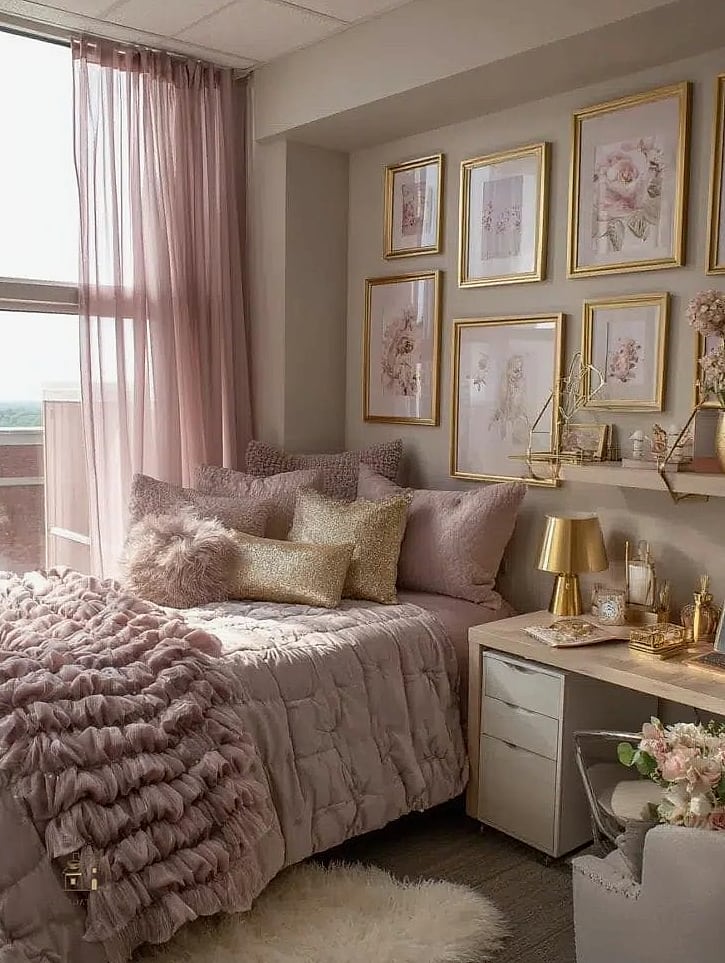 45 Brilliant Pink Dorm Room Ideas to Copy Right Now 12 Dusty Rose Bean Bag or Floor Cushion