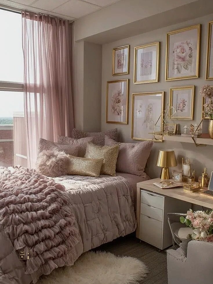 45 Brilliant Pink Dorm Room Ideas to Copy Right Now 30 Dusty Rose Accent Chair for a Reading Nook