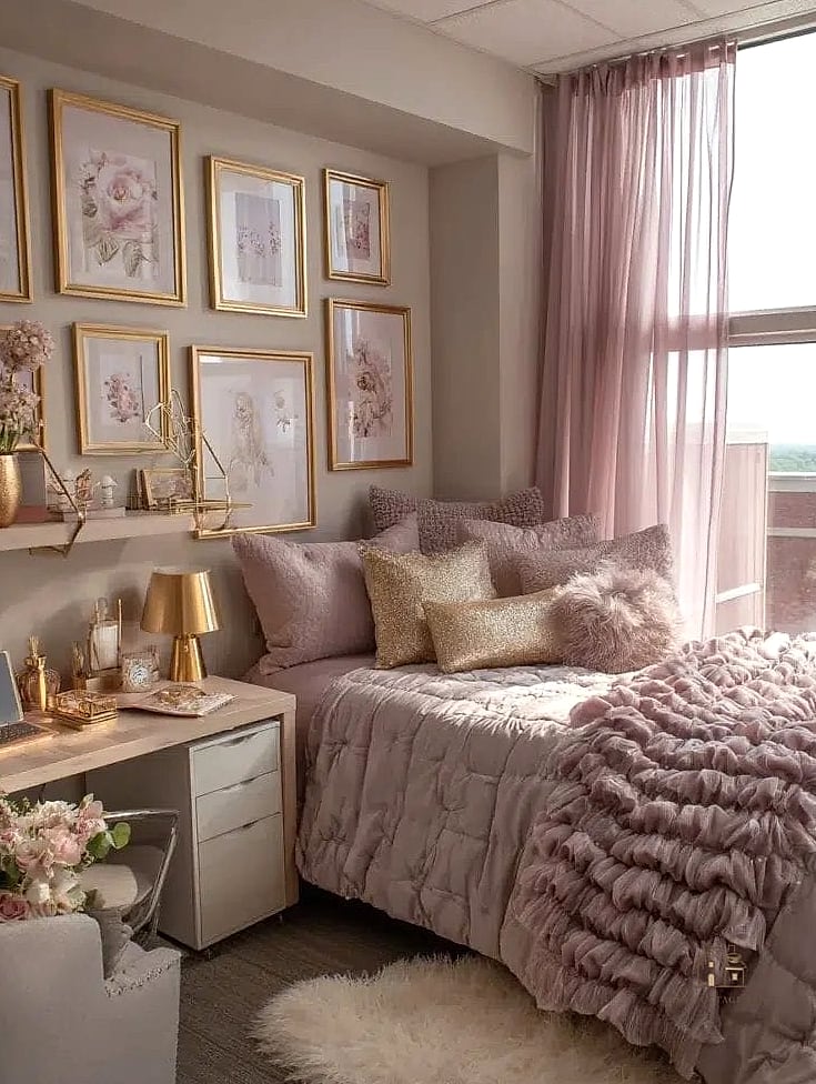45 Brilliant Pink Dorm Room Ideas to Copy Right Now 34 Dusty Rose Desk Lamp