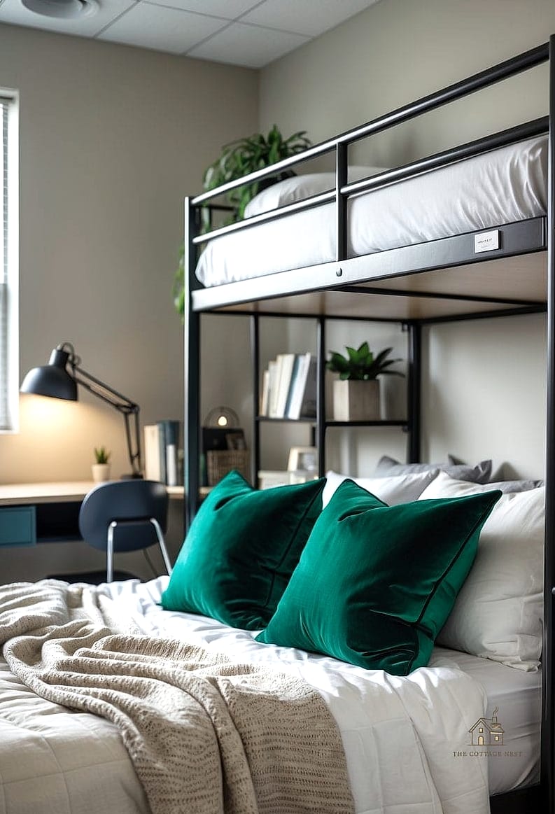 40 Dreamy Green Dorm Room Ideas to Try This Season 6 Emerald Velvet Desk Chair Cushion