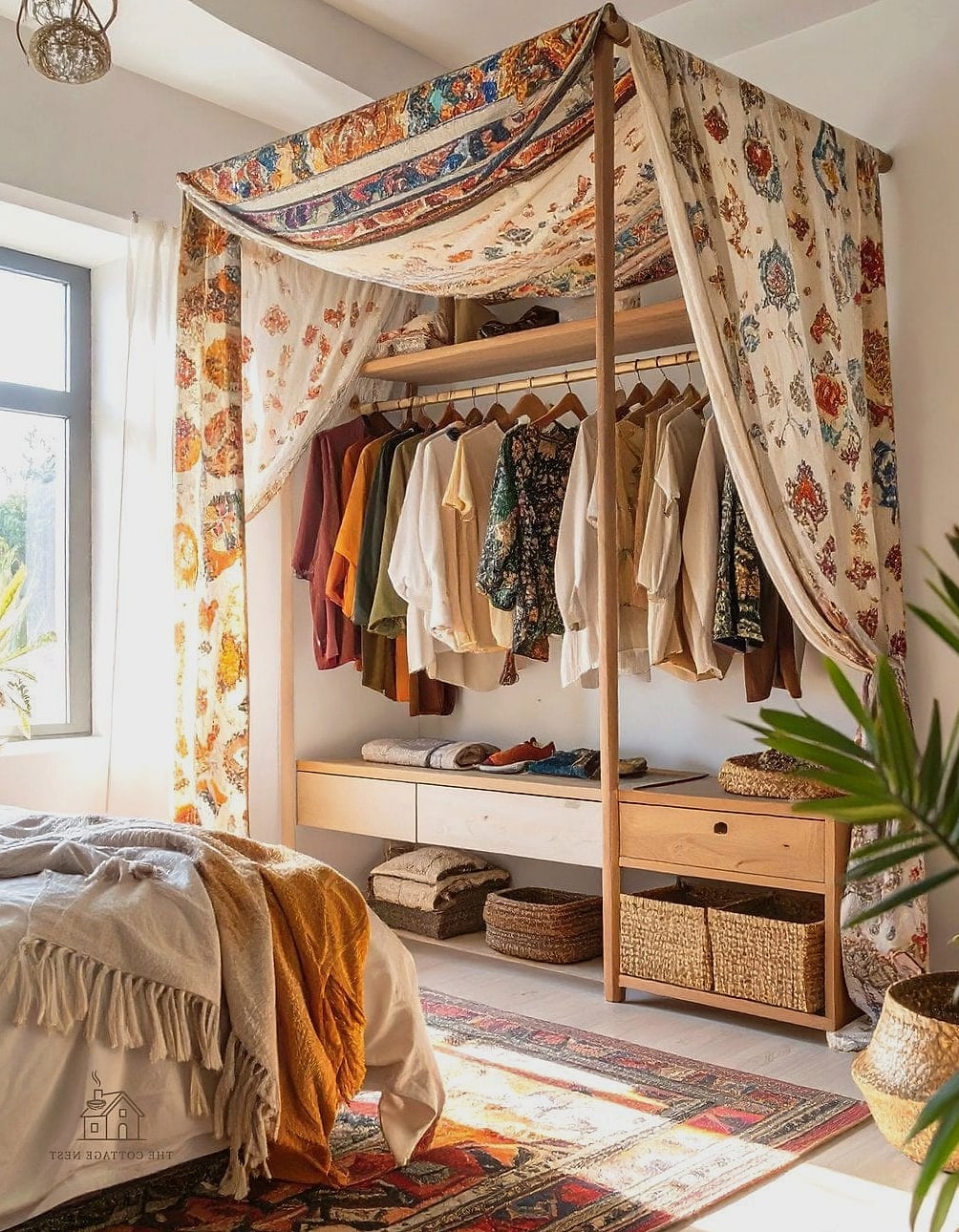 50 Dreamy No Closet Solutions Bedroom Small Spaces to Try This Season 41 Fabric Canopy Closet Corner