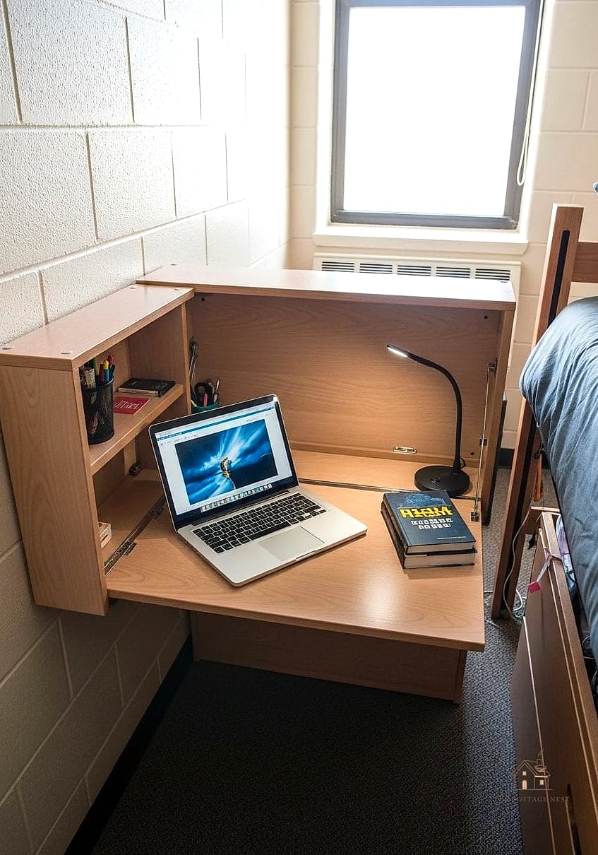 50 Beautiful College Dorm Desk Ideas to Transform Your Space 25 Fabric Memo Board