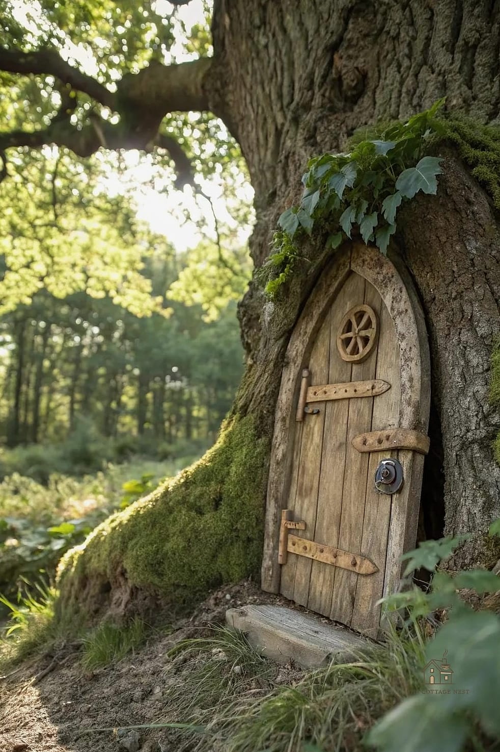 40 Cozy Large Fairy Garden Ideas Worth Pinning 4 A Fairy Door Built Into a Tree Trunk