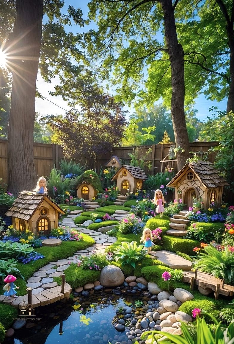 40 Cozy Large Fairy Garden Ideas Worth Pinning 16 A Fairy Garden Built Into a Raised Bed Corner