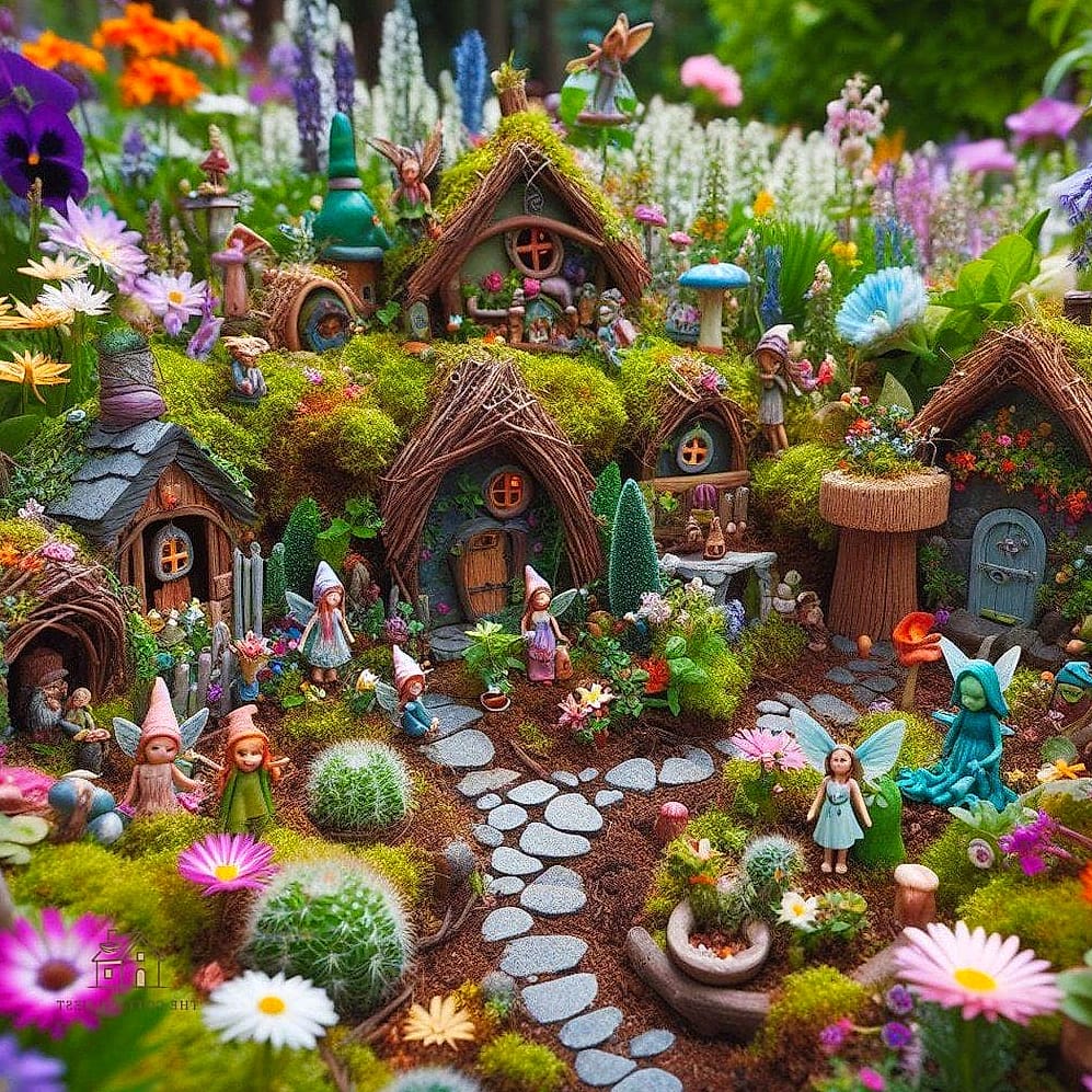 40 Cozy Large Fairy Garden Ideas Worth Pinning 24 A Fairy Garden With a Tiny Windmill
