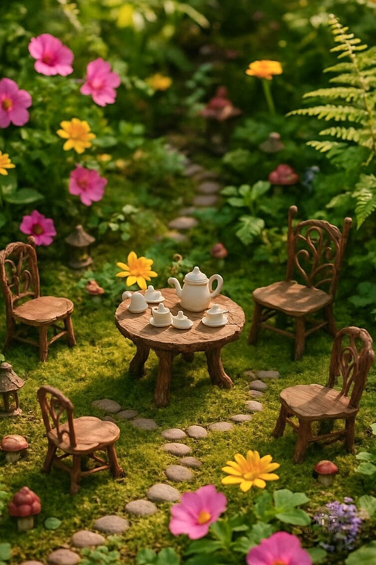 40 Cozy Large Fairy Garden Ideas Worth Pinning 25 A Fairy Garden Styled Around a Birdbath Base