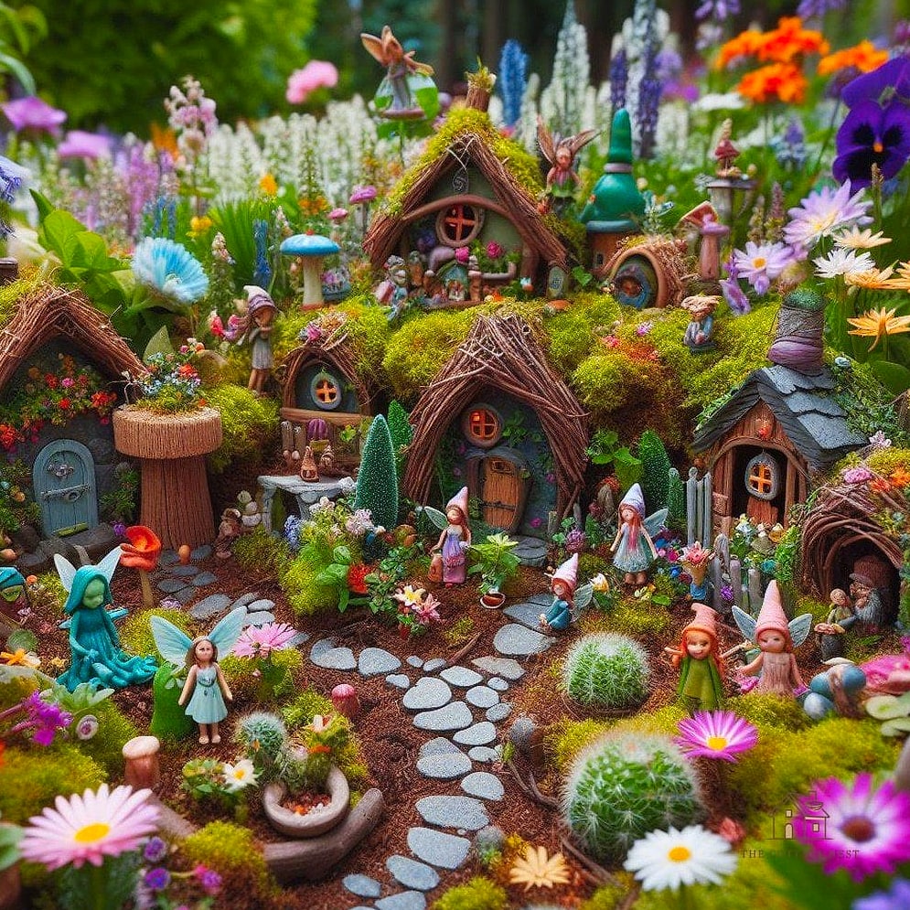 40 Cozy Large Fairy Garden Ideas Worth Pinning 35 A Fairy Garden With Multiple Fairy Figurines Interacting