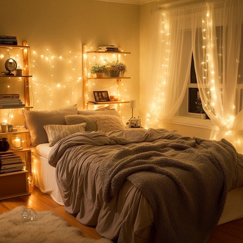 35 Brilliant Dorm Room Wall Decor to Copy Right Now 24 Fairy Light Curtain Backdrop