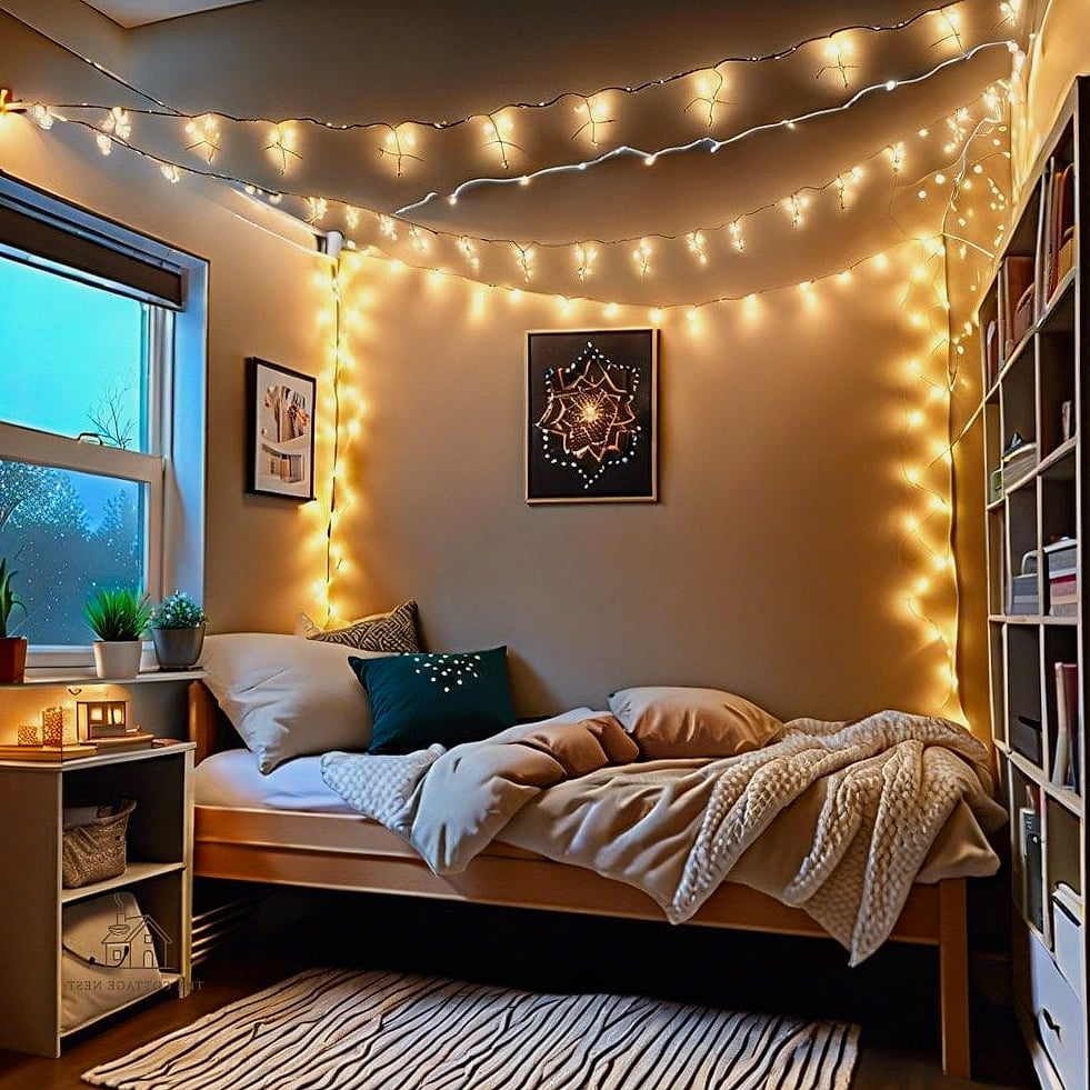 50 Amazing College Dorm Room Ideas For Guys on a Budget 4 Fairy Lights or LED Strip Lighting