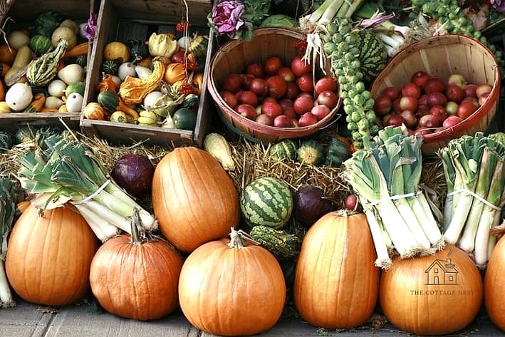 45 Gorgeous Fall Front Porch Decor Ideas That Are Totally Doable 21 A Fall Fruit and Vegetable Basket