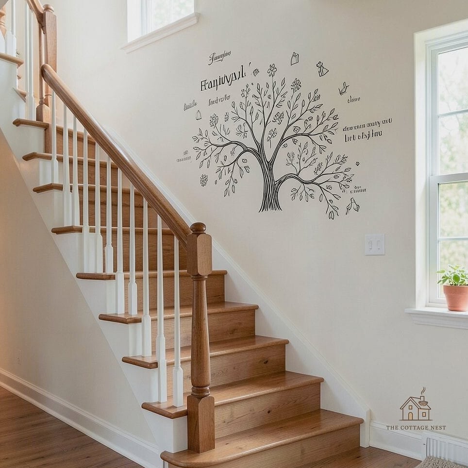 50 Clever Stairs Wall Decor Ideas for Every Style 18 Family Tree Art Display