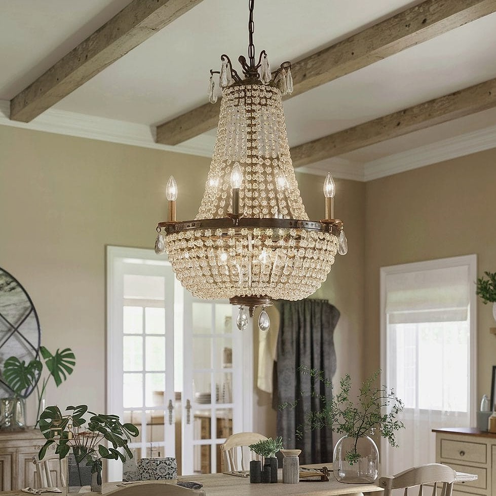 45 Brilliant Farmhouse Dining Room Lighting Ideas to Copy Right Now 21 Farmhouse Chandelier with Fabric Shades
