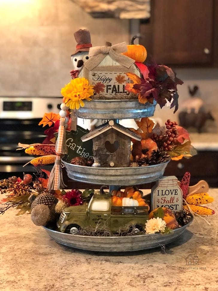 30 Dreamy Fall Tray Decorating Ideas to Try This Season 13 Farmhouse Galvanized Tray