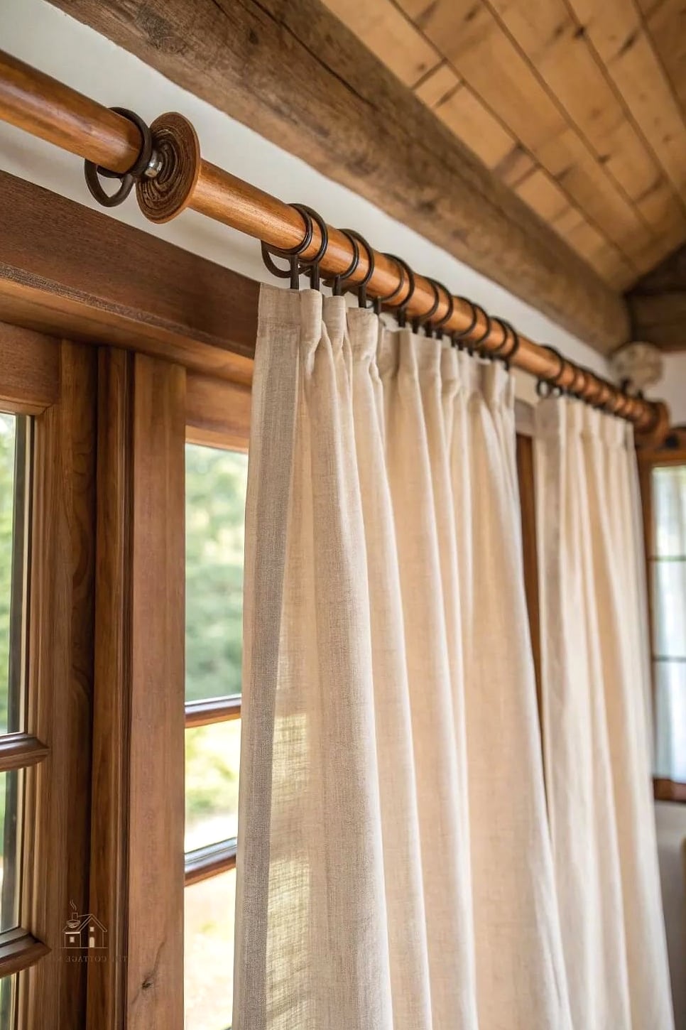 35 Gorgeous Farmhouse Dining Room Decor Ideas That Are Totally Doable 24 Farmhouse Style Curtains with Wood Rods