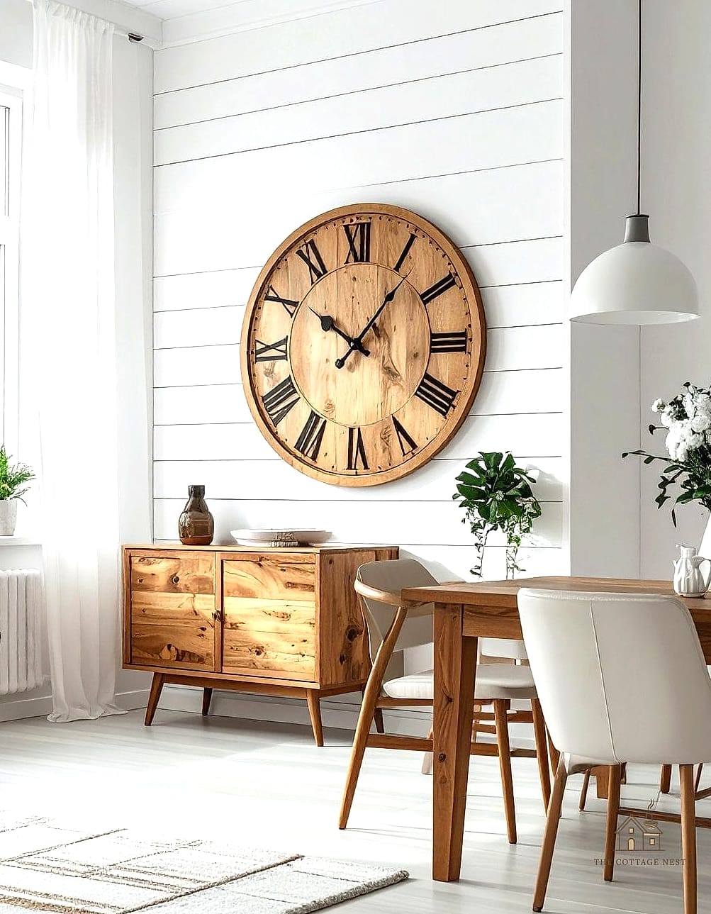 35 Gorgeous Farmhouse Dining Room Decor Ideas That Are Totally Doable 31 Farmhouse Style Wall Clock