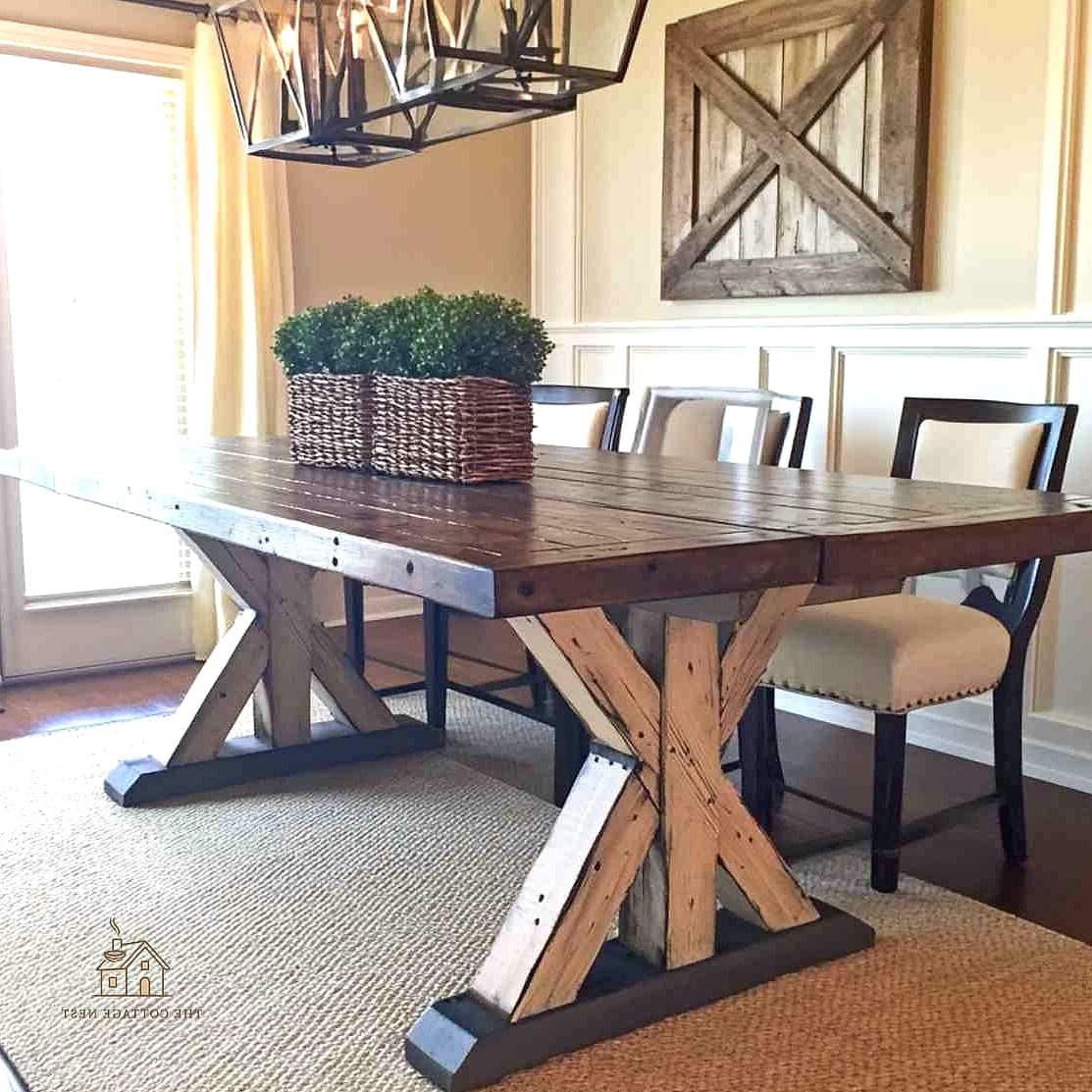 25 Chic Farmhouse Dining Room Table Ideas for a Beautiful Home 20 Farmhouse Table with X-Base Legs