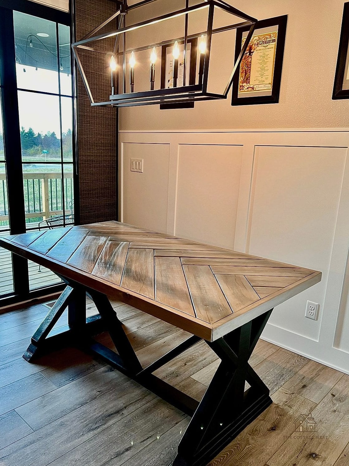 25 Chic Farmhouse Dining Room Table Ideas for a Beautiful Home 22 Farmhouse Table with Herringbone Top