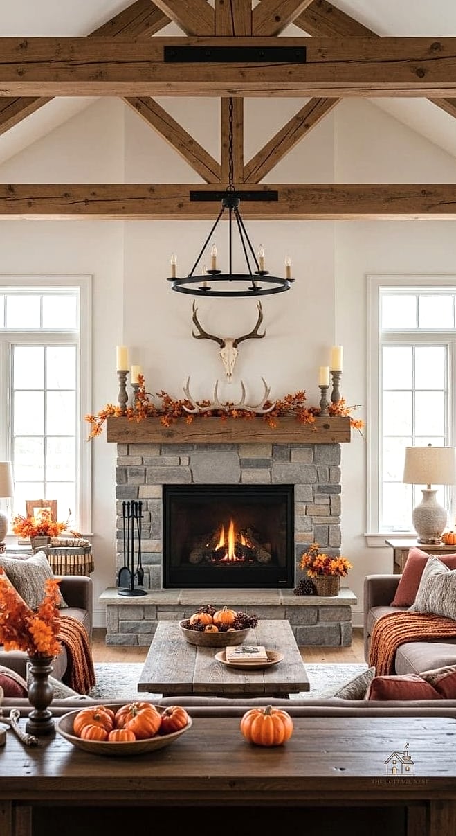 50 Amazing Fall Mantle Decor on a Budget 16 Faux Antlers or Branches for Height
