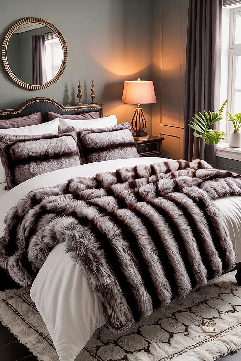 35 Stunning Fall Bedding You'll Absolutely Love 8 Faux Fur Accent Throws