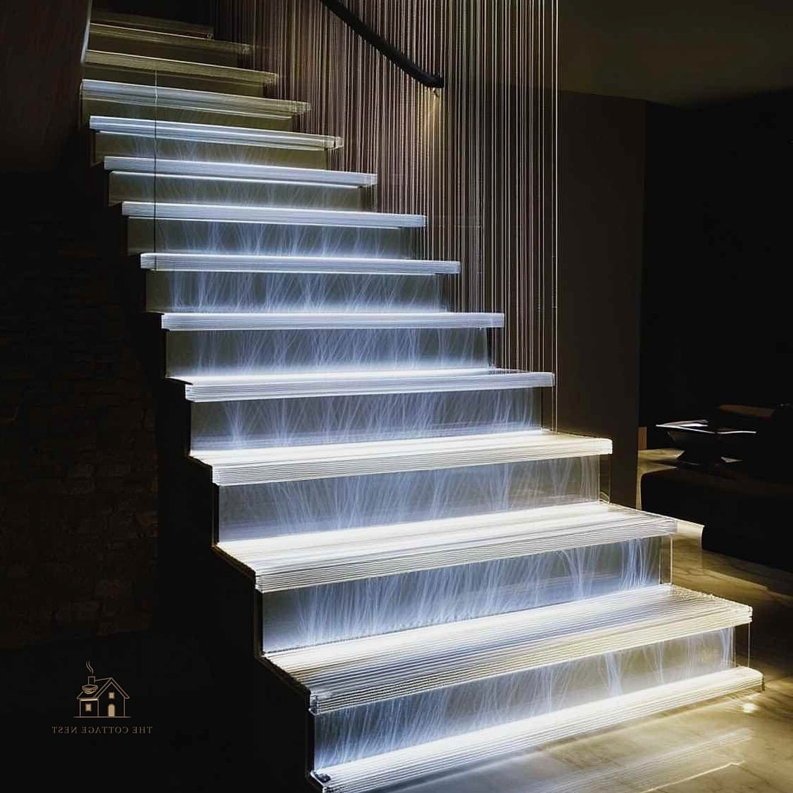 50 Clever Staircase Lighting Ideas for Every Style 36 Fiber Optic Star Ceiling Above the Stairs