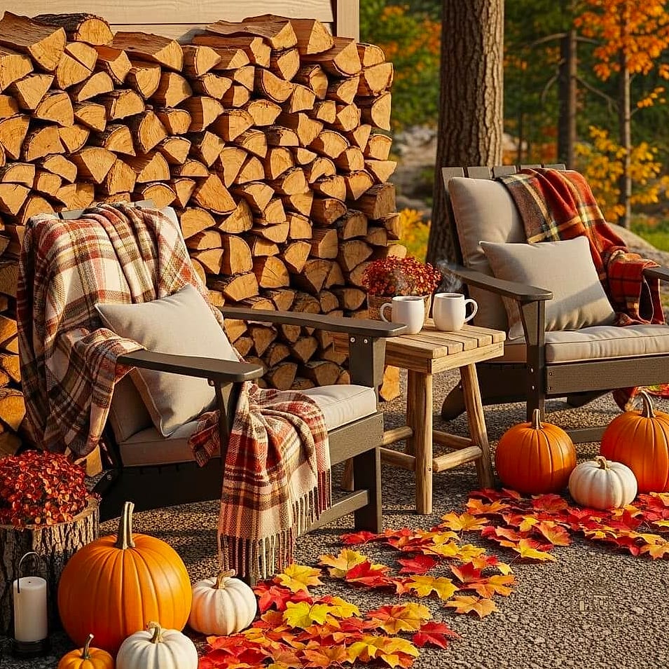 40 Clever Fall Front Porch Decor Ideas for Every Style 13 A Firewood Display Rack