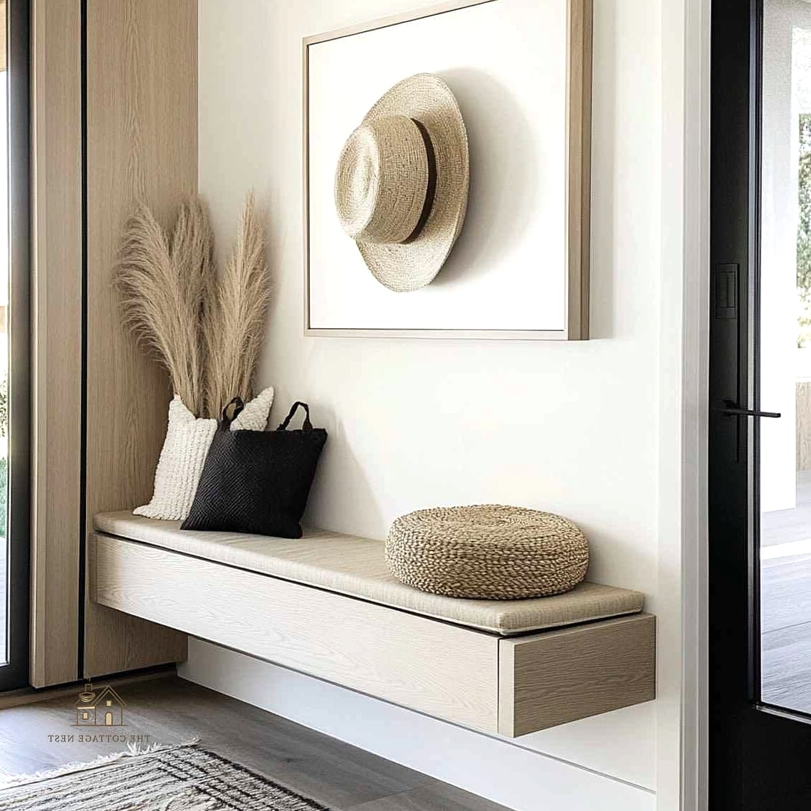 Floating Bench With Drawers Below
