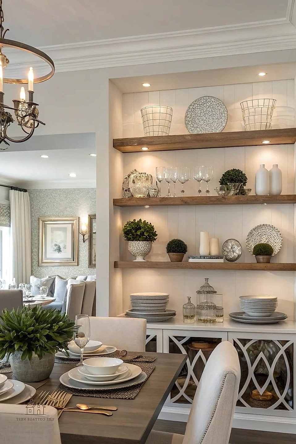 25 Stunning Dining Room Accent Wall Ideas You'll Absolutely Love 15 Floating Shelves as a Feature Wall