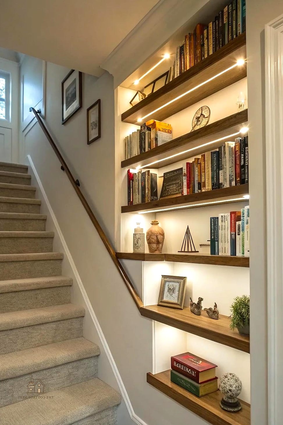 35 Creative Stair Landing Decor Ideas That Will Inspire You 6 Floating Shelves for Display