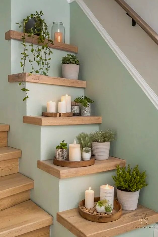 25 Gorgeous Under Stairs Ideas That Are Totally Doable 11 Floating Shelves for Display