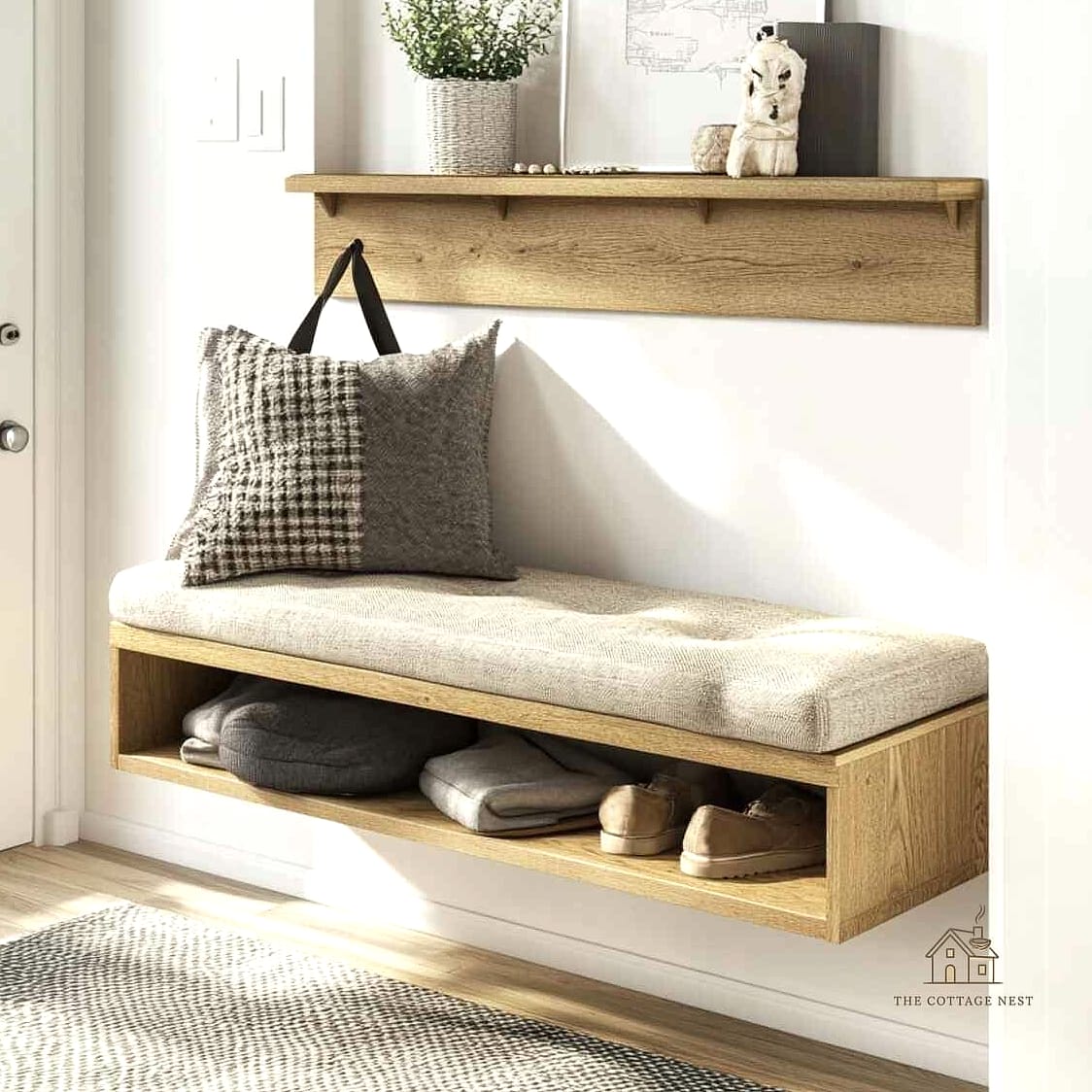 30 Amazing Entryway Bench Ideas on a Budget 10 Floating Wall-Mounted Bench